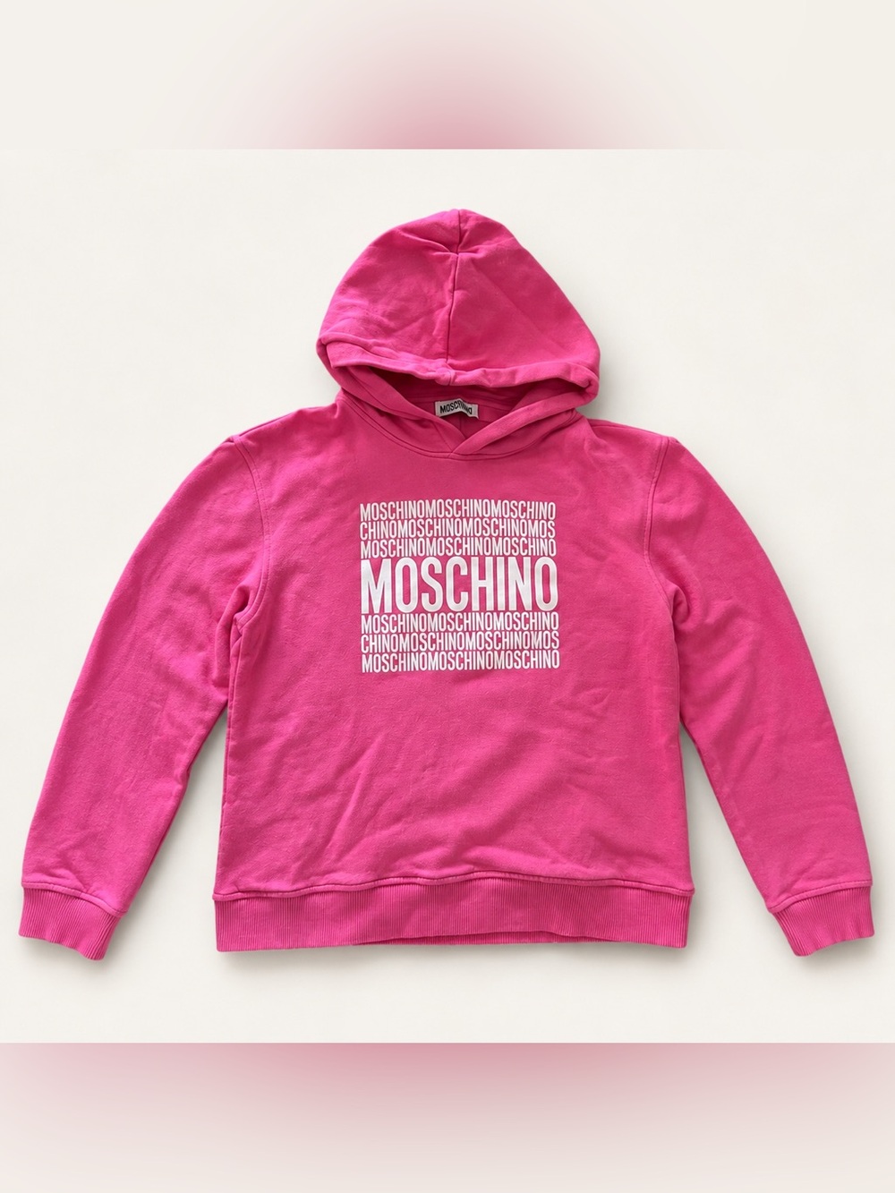 Moschino Kids Girls Logo Hoodie Hot Pink Size 10